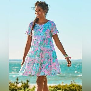 Lilly Pulitzer Jodee Sundress XS tshirt dress aqua pink